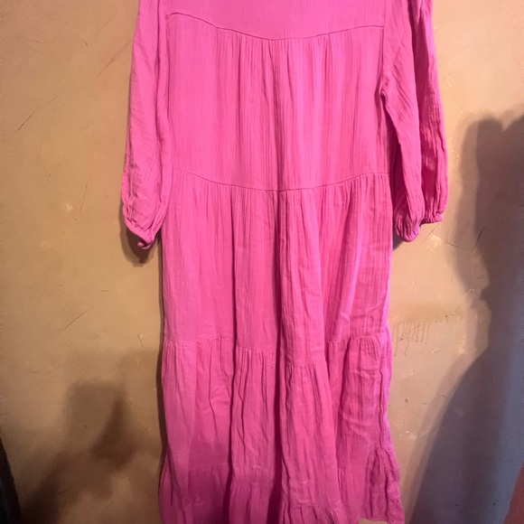 Lou & Grey Loft Small Cotton Tiered Dress Pink Pockets Maxi Travel - Picture 12 of 13